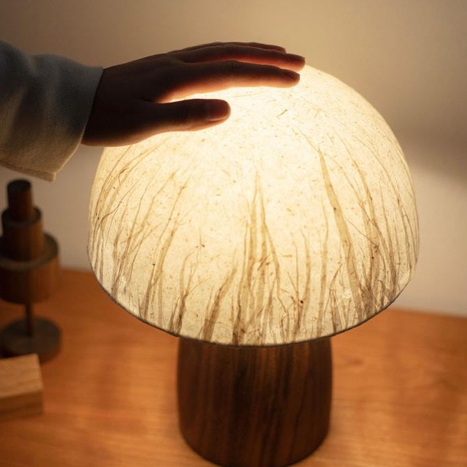 Mushroom Paper Solid Wood Table Lamp