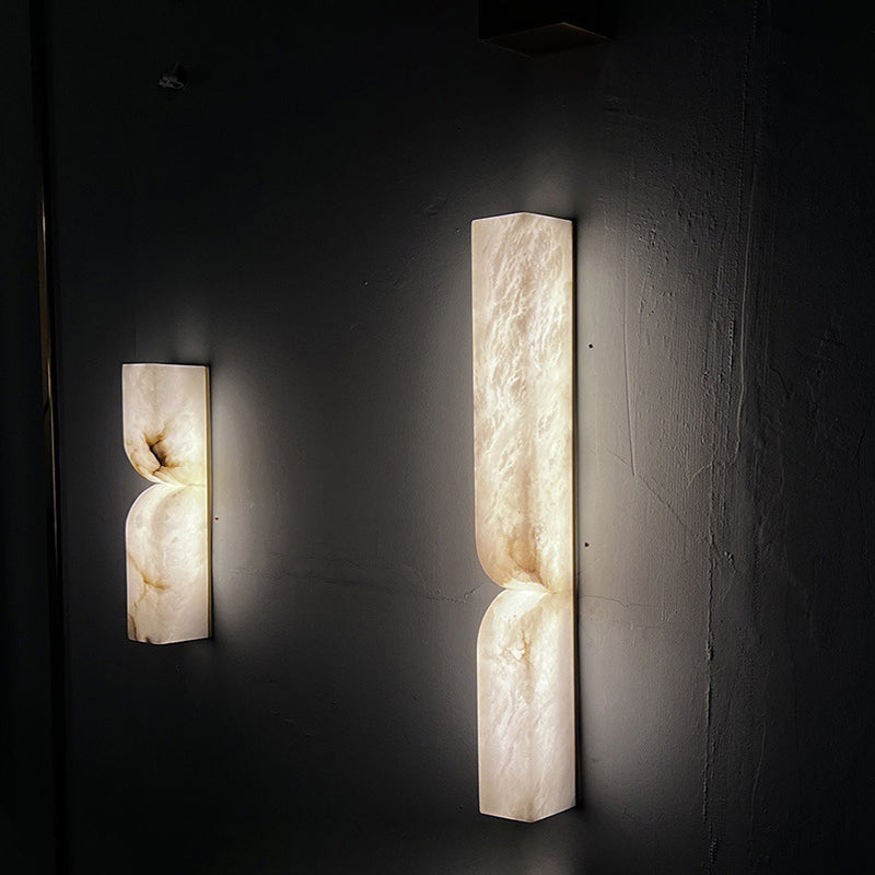 Rectangle Copper Marble Hallway Wall Lamp