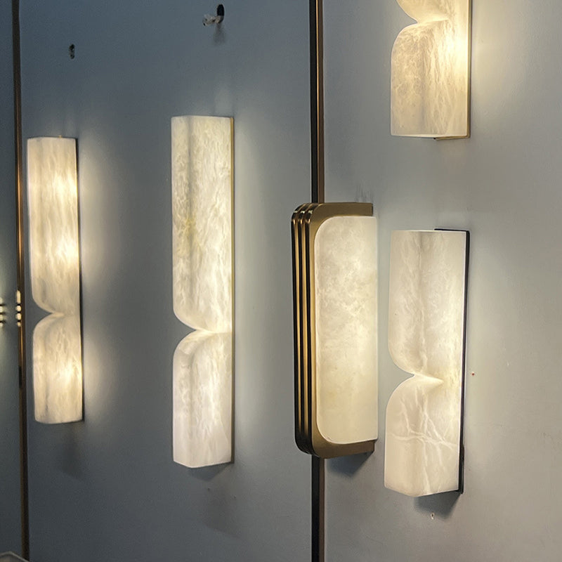 Rectangle Copper Marble Hallway Wall Lamp