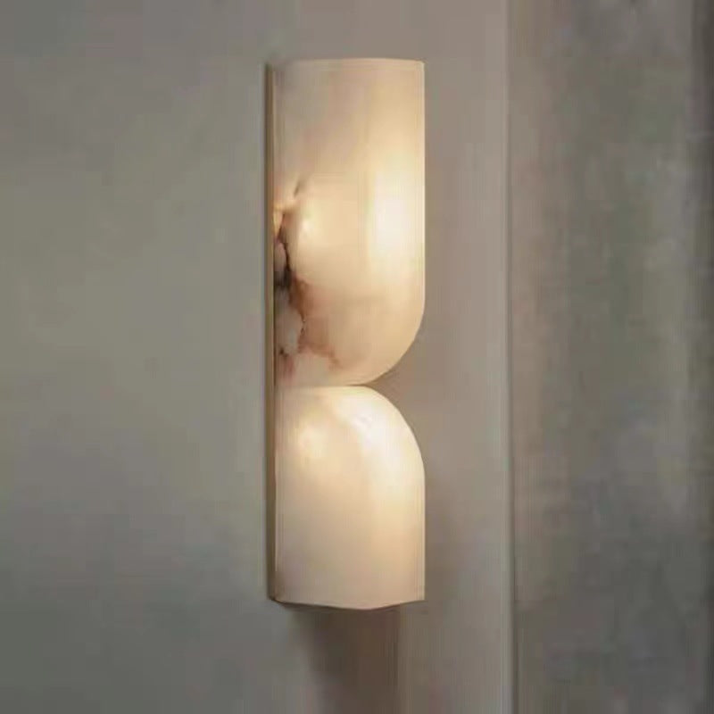 Rectangle Copper Marble Hallway Wall Lamp