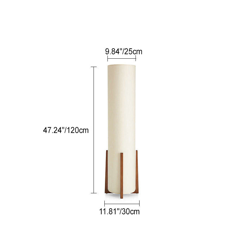 Traditional Japanese Cylinder Fabric Floor Lamp