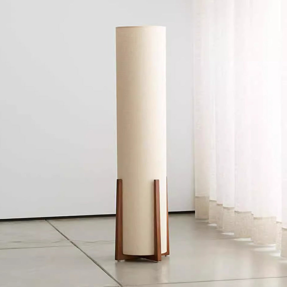 Traditional Japanese Cylinder Fabric Floor Lamp