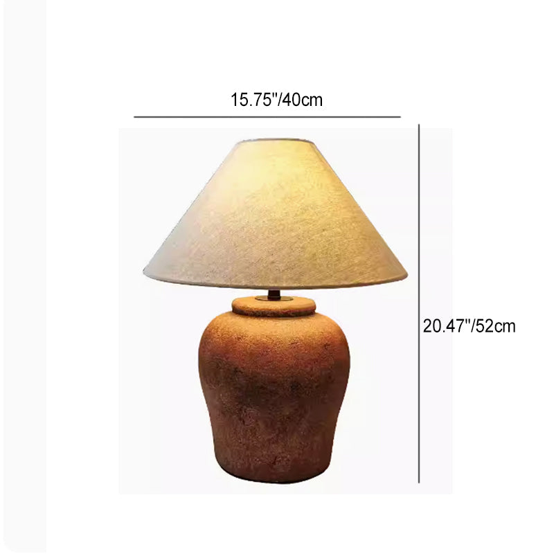 Frustum Cone Ceramic Fabric Table Lamp