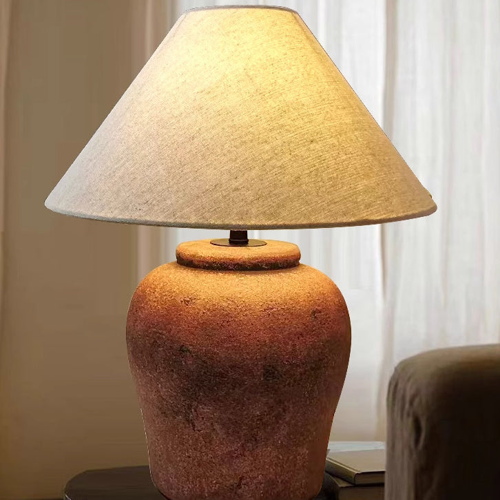 Frustum Cone Ceramic Fabric Table Lamp