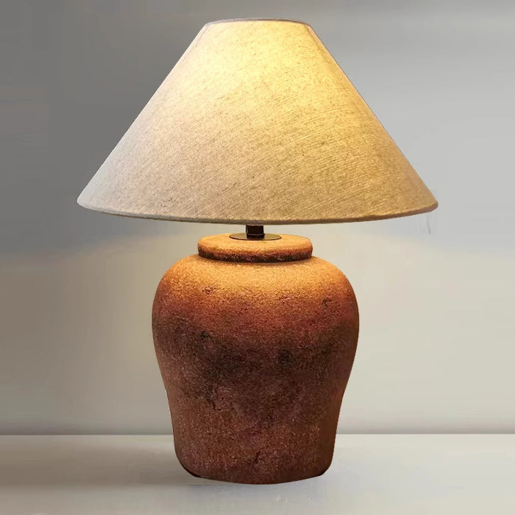 Frustum Cone Ceramic Fabric Table Lamp