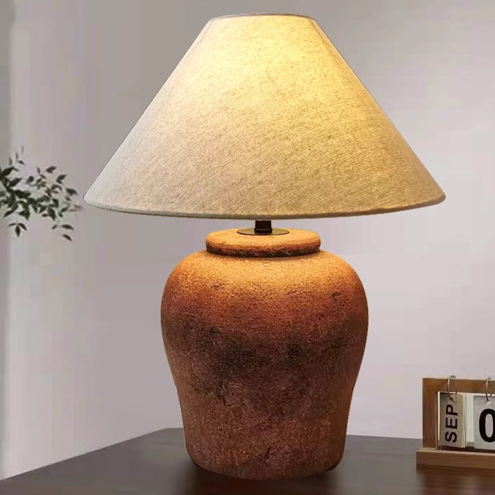 Frustum Cone Ceramic Fabric Table Lamp