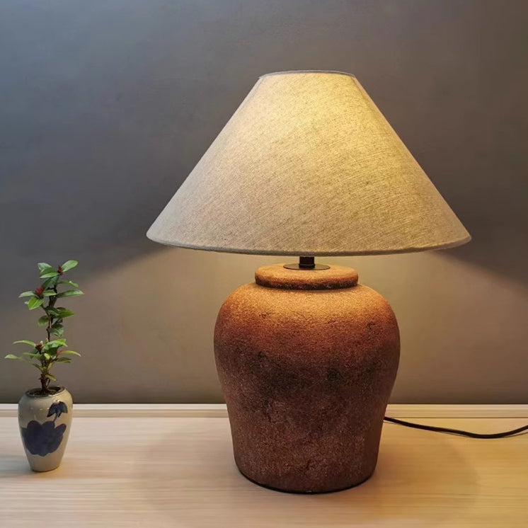 Frustum Cone Ceramic Fabric Table Lamp
