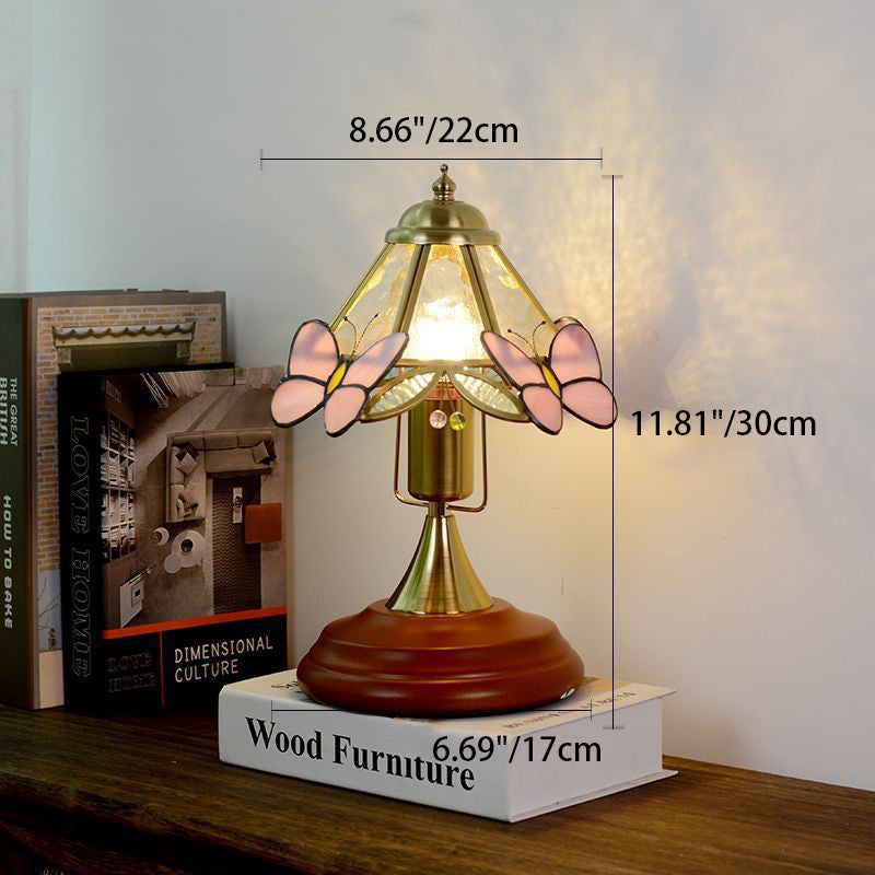 Butterfly Cone Glass Metal Table Lamp