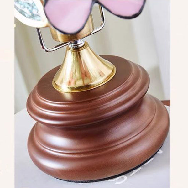 Butterfly Cone Glass Metal Table Lamp