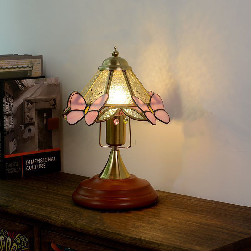 Butterfly Cone Glass Metal Table Lamp
