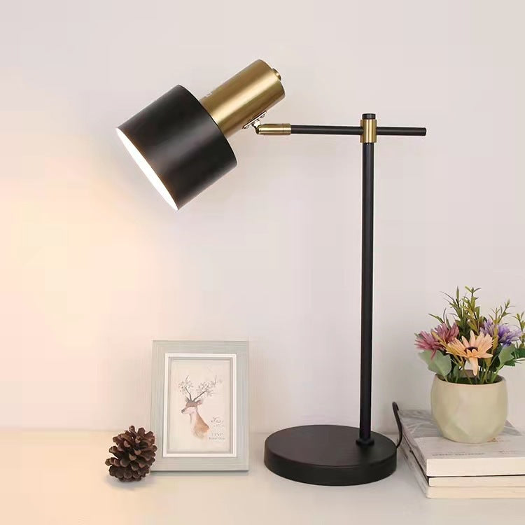 Cylinder Iron Metal Bedroom Table Lamp