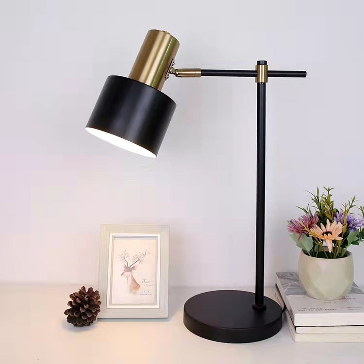 Cylinder Iron Metal Bedroom Table Lamp