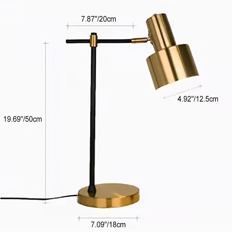Cylinder Iron Metal Bedroom Table Lamp