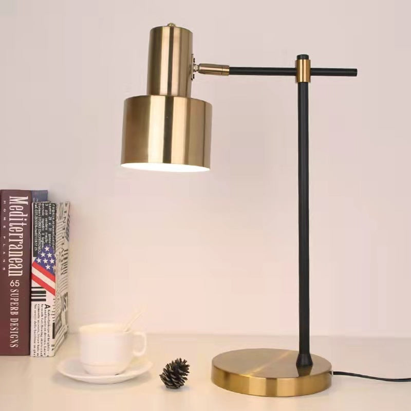 Cylinder Iron Metal Bedroom Table Lamp