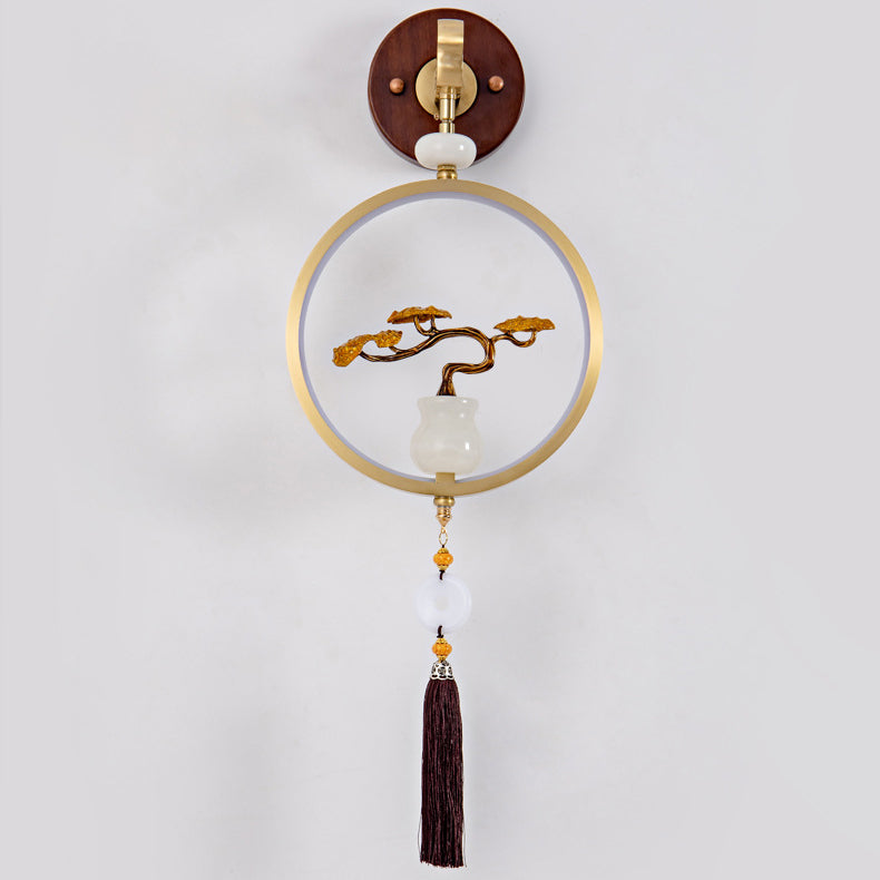 Round Ebony Copper Bedroom Wall Lamp