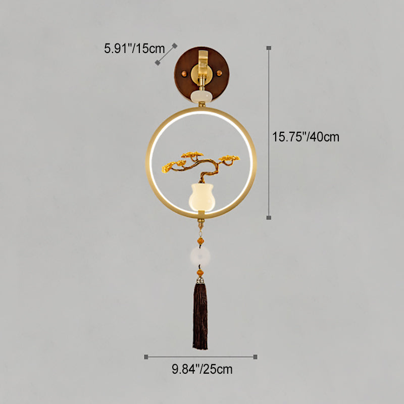 Round Ebony Copper Bedroom Wall Lamp