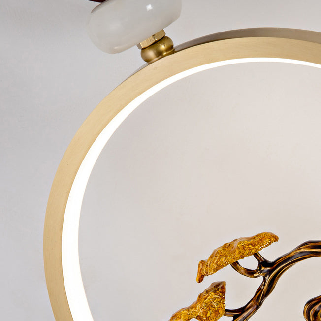 Round Ebony Copper Bedroom Wall Lamp