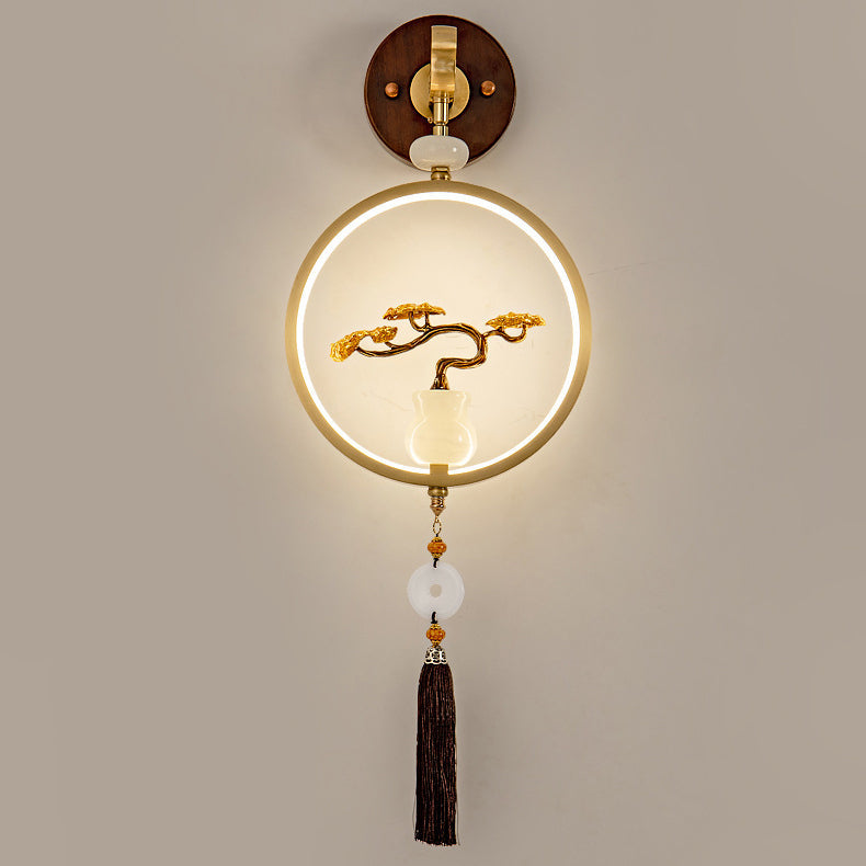 Round Ebony Copper Bedroom Wall Lamp