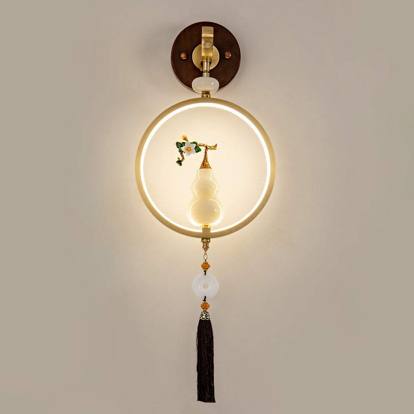 Round Ebony Copper Bedroom Wall Lamp