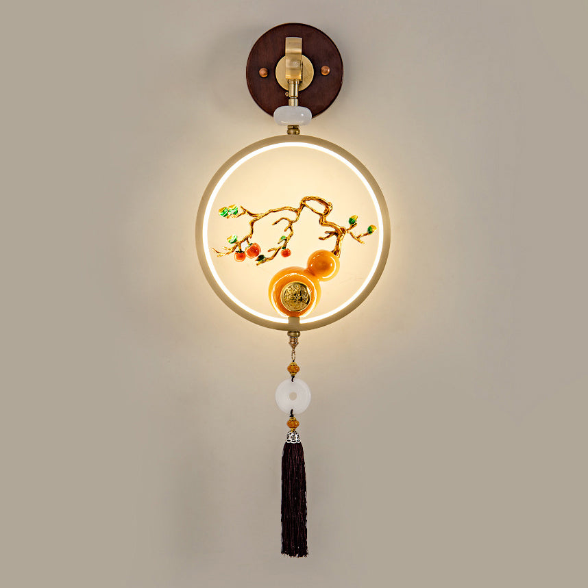 Round Ebony Copper Bedroom Wall Lamp