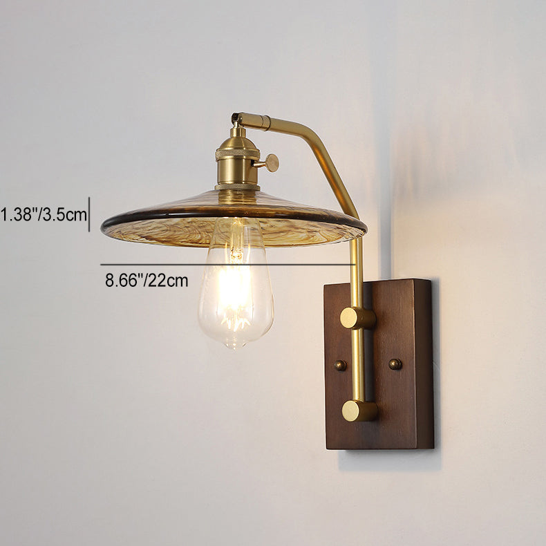 Flying Saucer Rubberwood Iron Wall Lamp