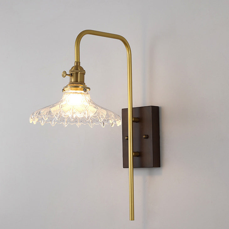 Flying Saucer Rubberwood Iron Wall Lamp