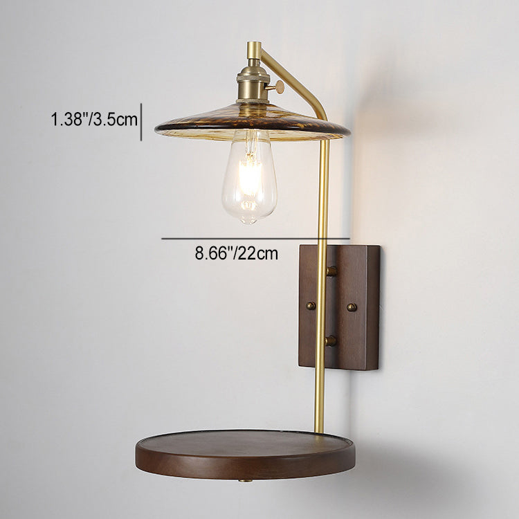Flying Saucer Rubberwood Iron Wall Lamp