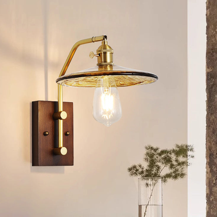 Flying Saucer Rubberwood Iron Wall Lamp