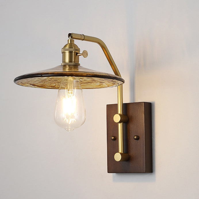 Flying Saucer Rubberwood Iron Wall Lamp
