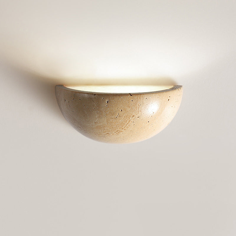 Hemisphere Yellow Travertine Bedroom Wall Lamp
