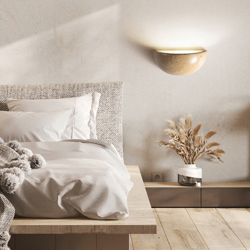 Hemisphere Yellow Travertine Bedroom Wall Lamp