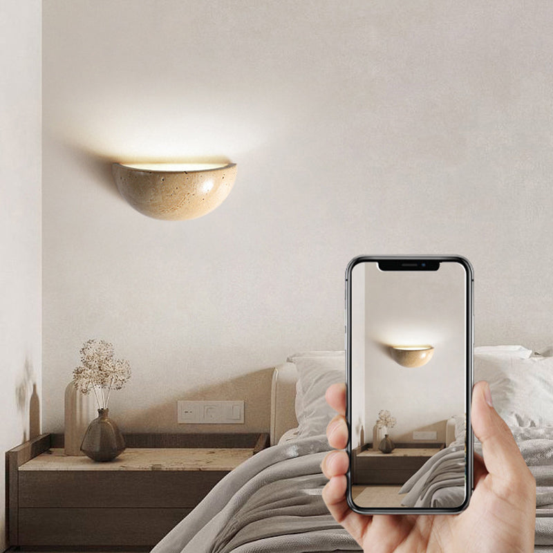 Hemisphere Yellow Travertine Bedroom Wall Lamp