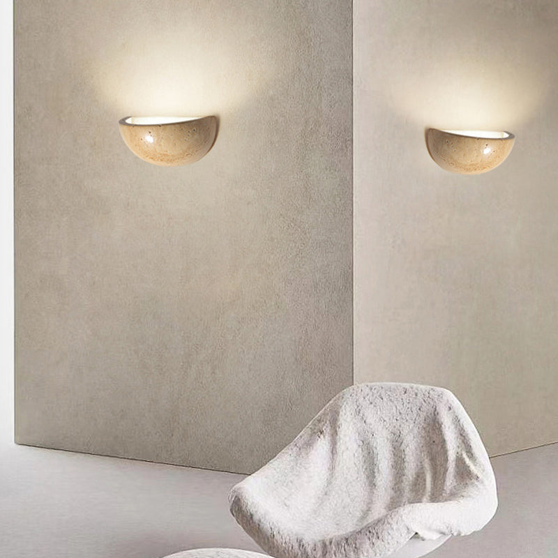 Hemisphere Yellow Travertine Bedroom Wall Lamp