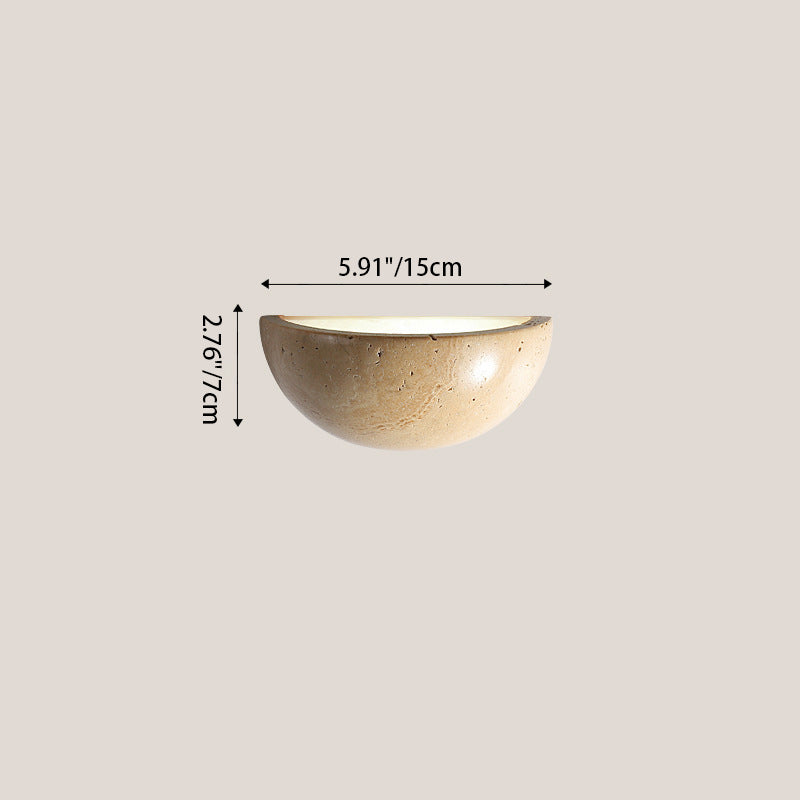 Hemisphere Yellow Travertine Bedroom Wall Lamp