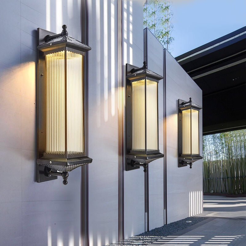 Rectangular Glass Metal Patio Outdoor Light