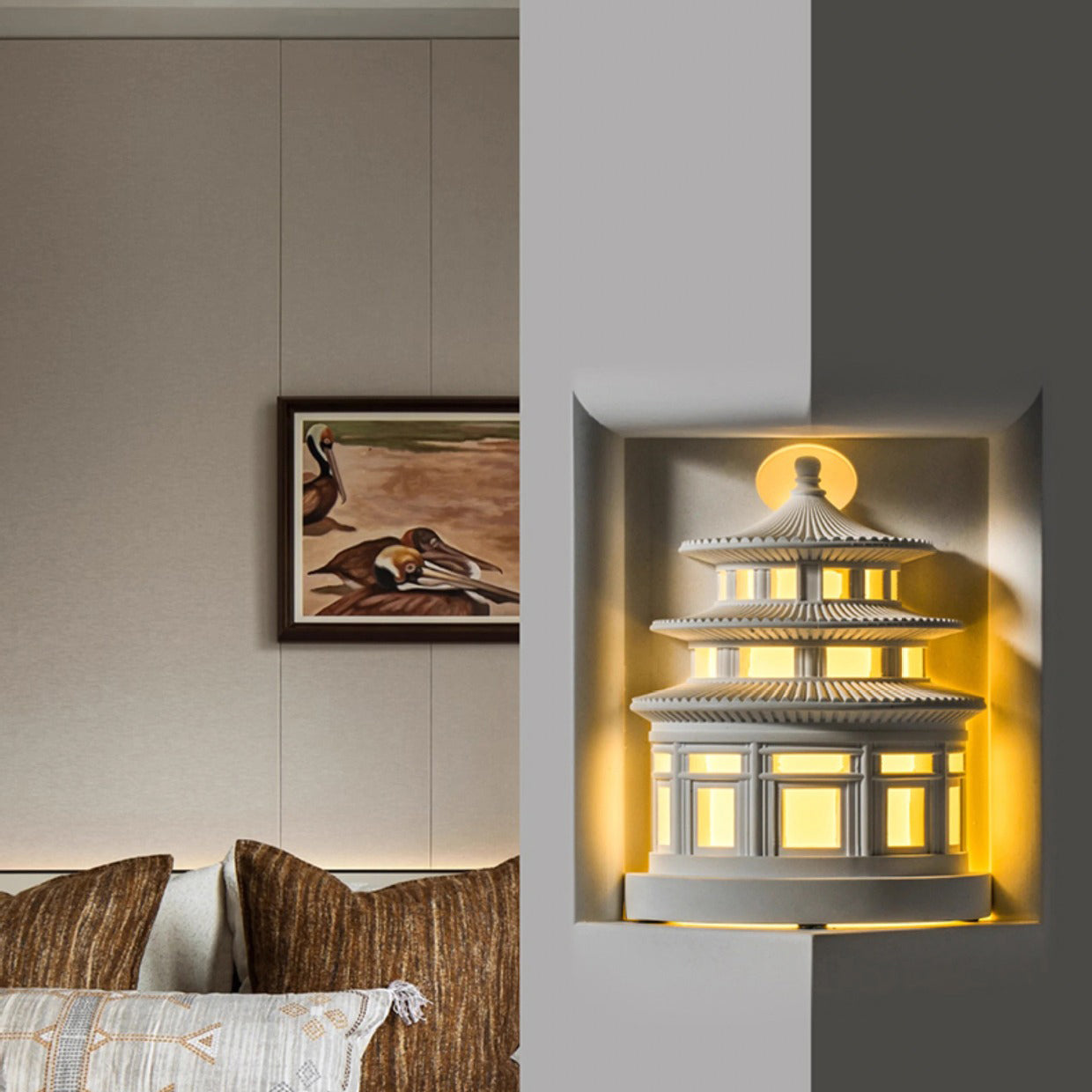 Loft Round Gypsum Hallway Wall Lamp