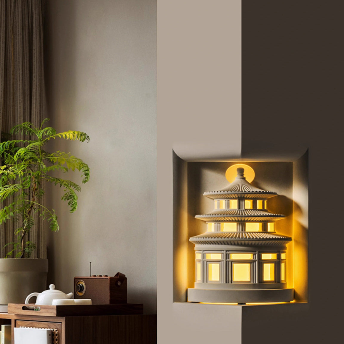 Loft Round Gypsum Hallway Wall Lamp