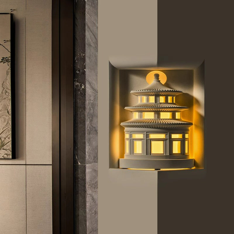 Loft Round Gypsum Hallway Wall Lamp