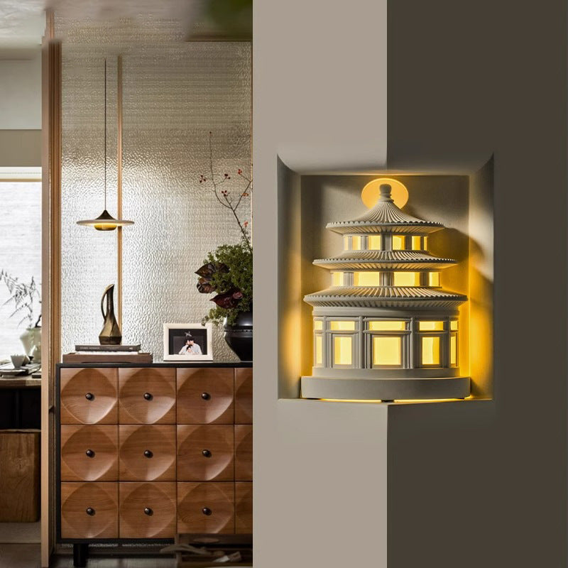 Loft Round Gypsum Hallway Wall Lamp
