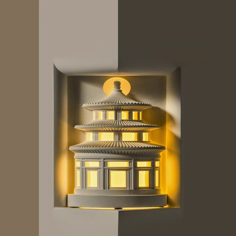 Loft Round Gypsum Hallway Wall Lamp