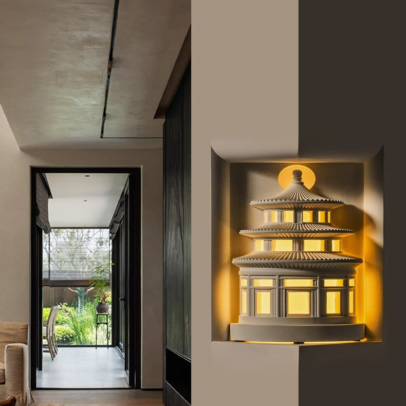 Loft Round Gypsum Hallway Wall Lamp