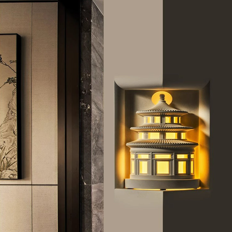 Loft Round Gypsum Hallway Wall Lamp