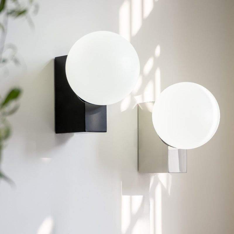 Rectangular Iron Glass Bedroom Wall Lamp