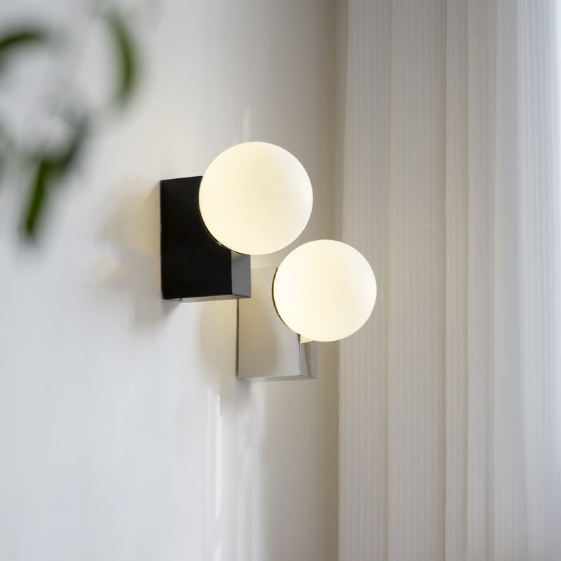 Rectangular Iron Glass Bedroom Wall Lamp