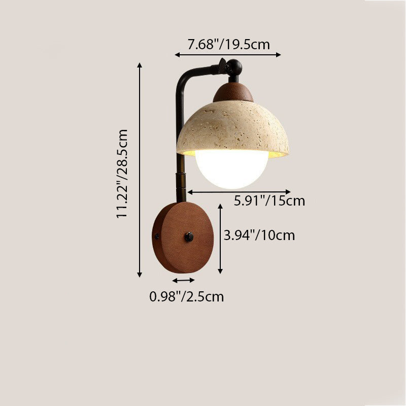 Dome Natural Yellow Travertine Wall Lamp