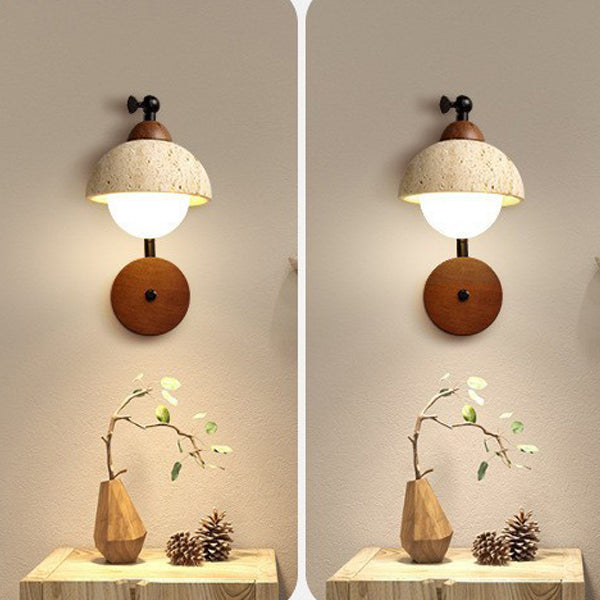 Dome Natural Yellow Travertine Wall Lamp