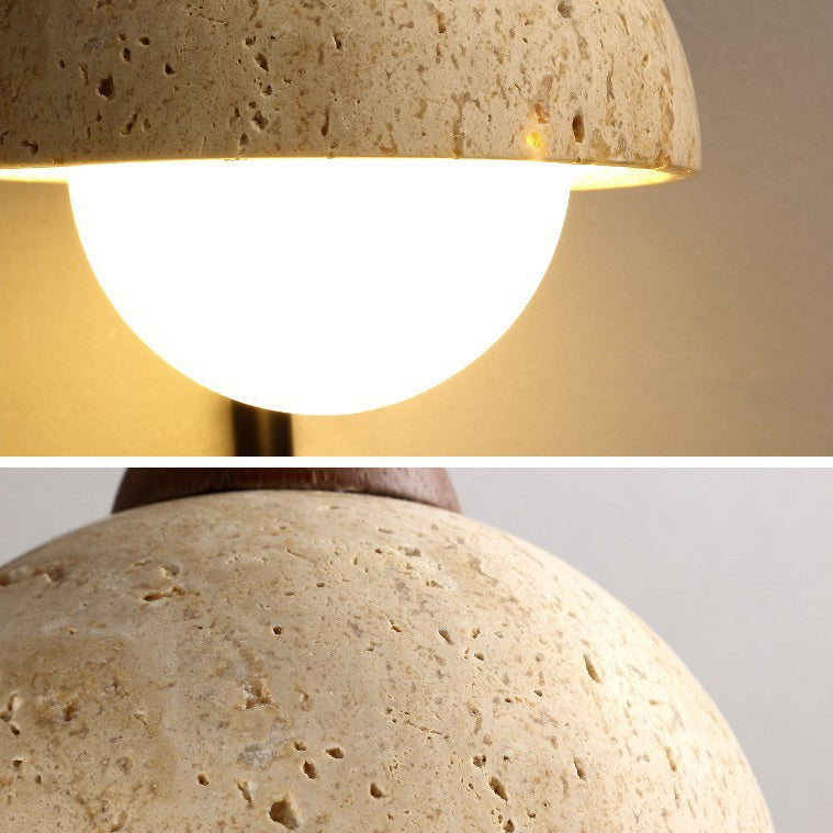 Dome Natural Yellow Travertine Wall Lamp