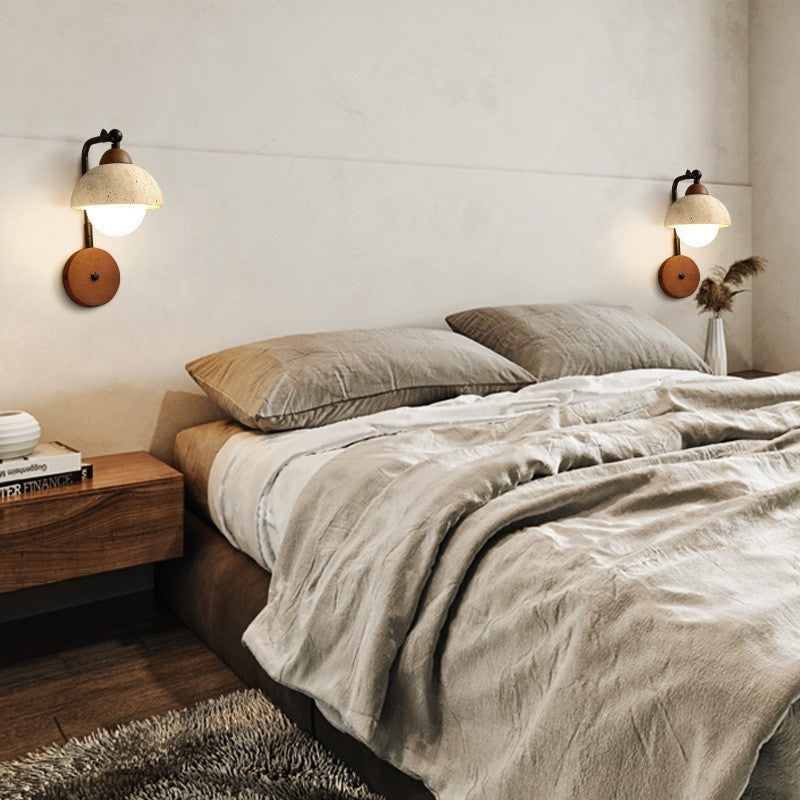Dome Natural Yellow Travertine Wall Lamp