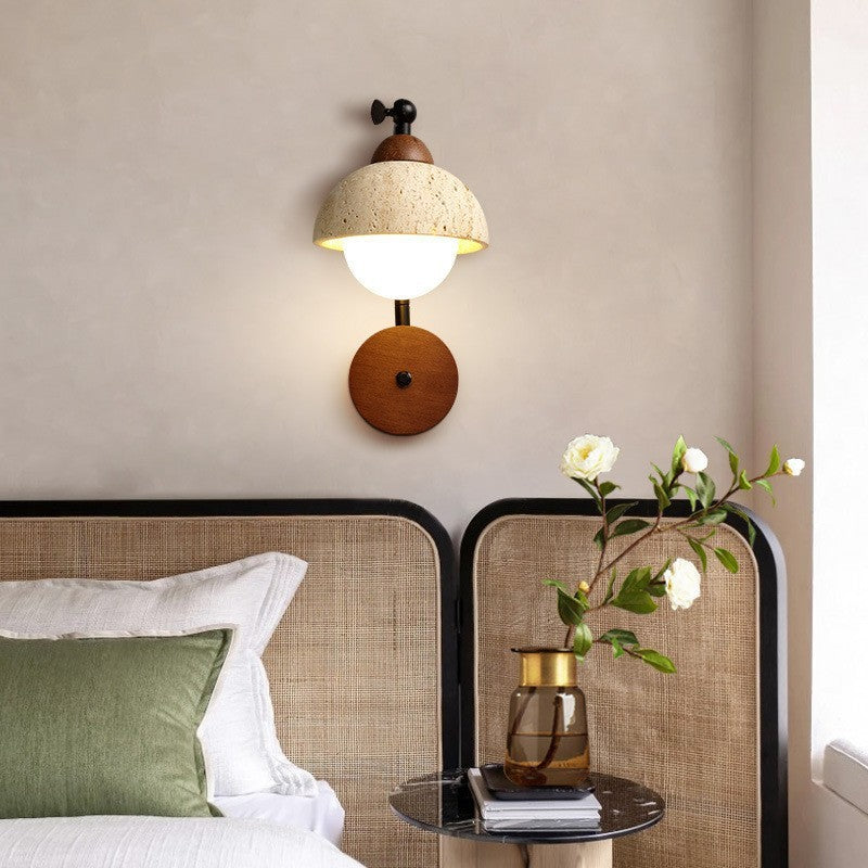 Dome Natural Yellow Travertine Wall Lamp