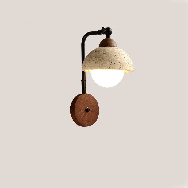 Dome Natural Yellow Travertine Wall Lamp